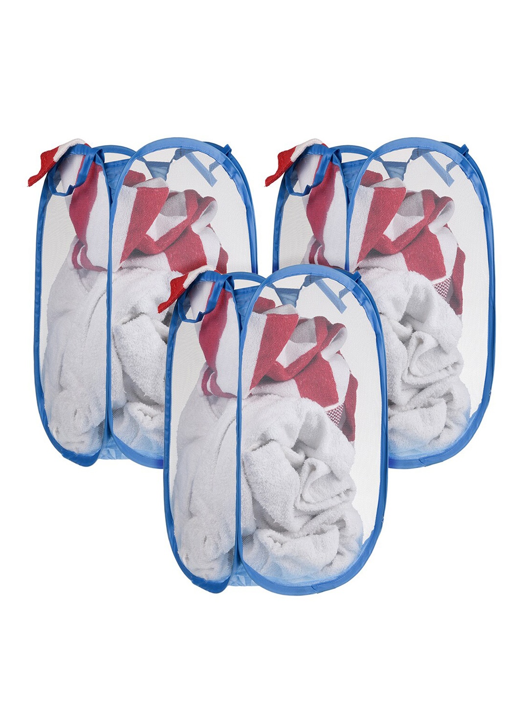 

Kuber Industries Blue 3-Pieces Foldable Laundry Bags