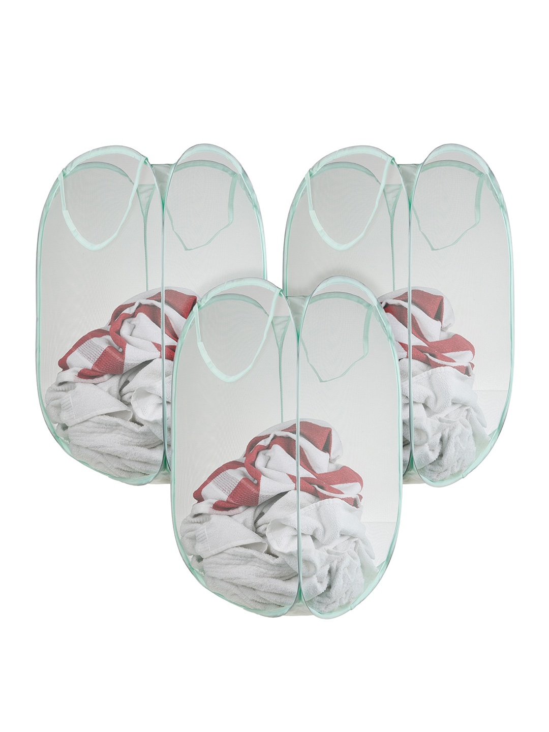 

Kuber Industries Green 3-Pieces Foldable Laundry Bags