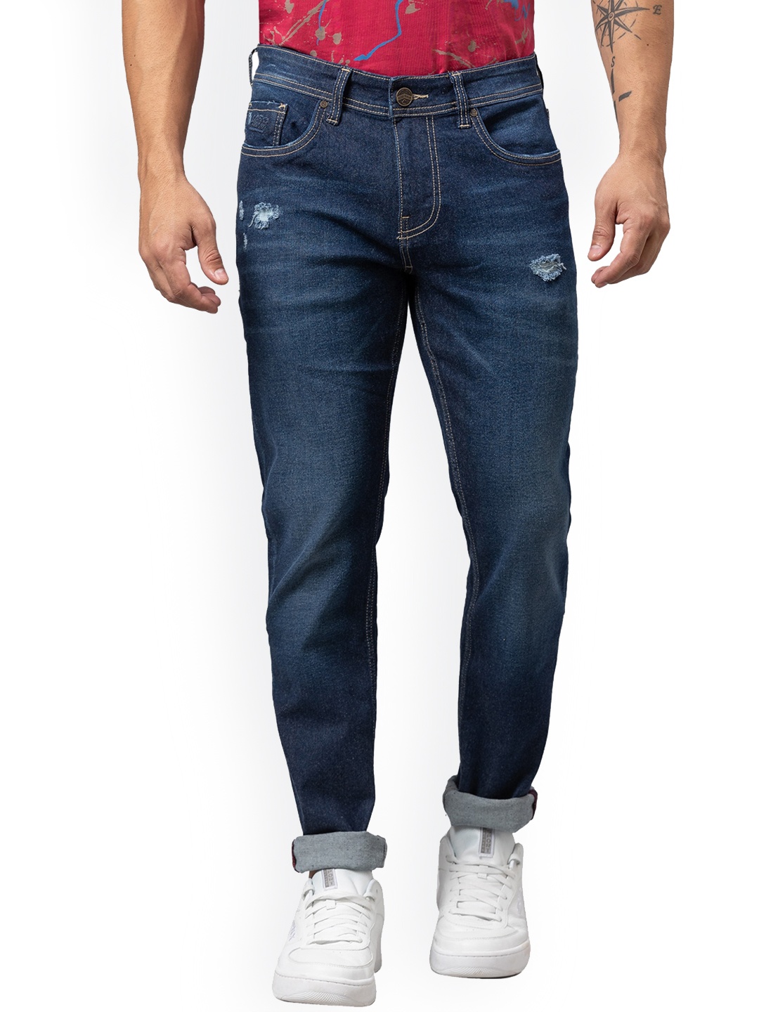 

Being Human Men Mildly Distressed Light Fade Slim Fit Denim Jeans, Blue