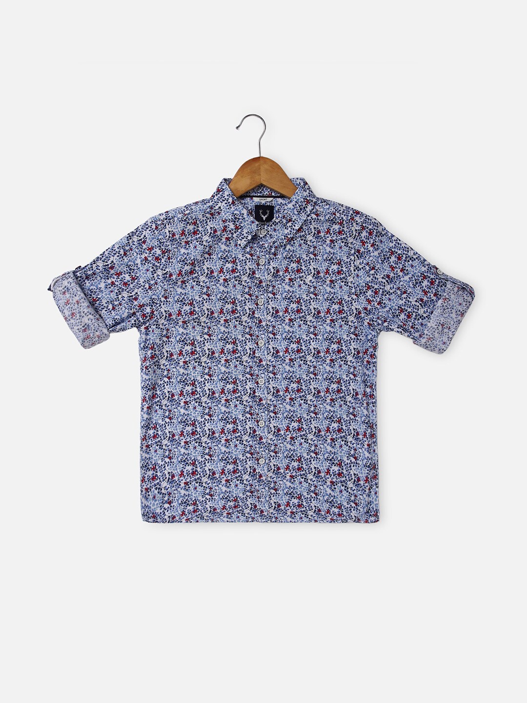 Allen Solly Junior Boys Slim Fit Floral Printed Cotton Casual Shirt, Blue