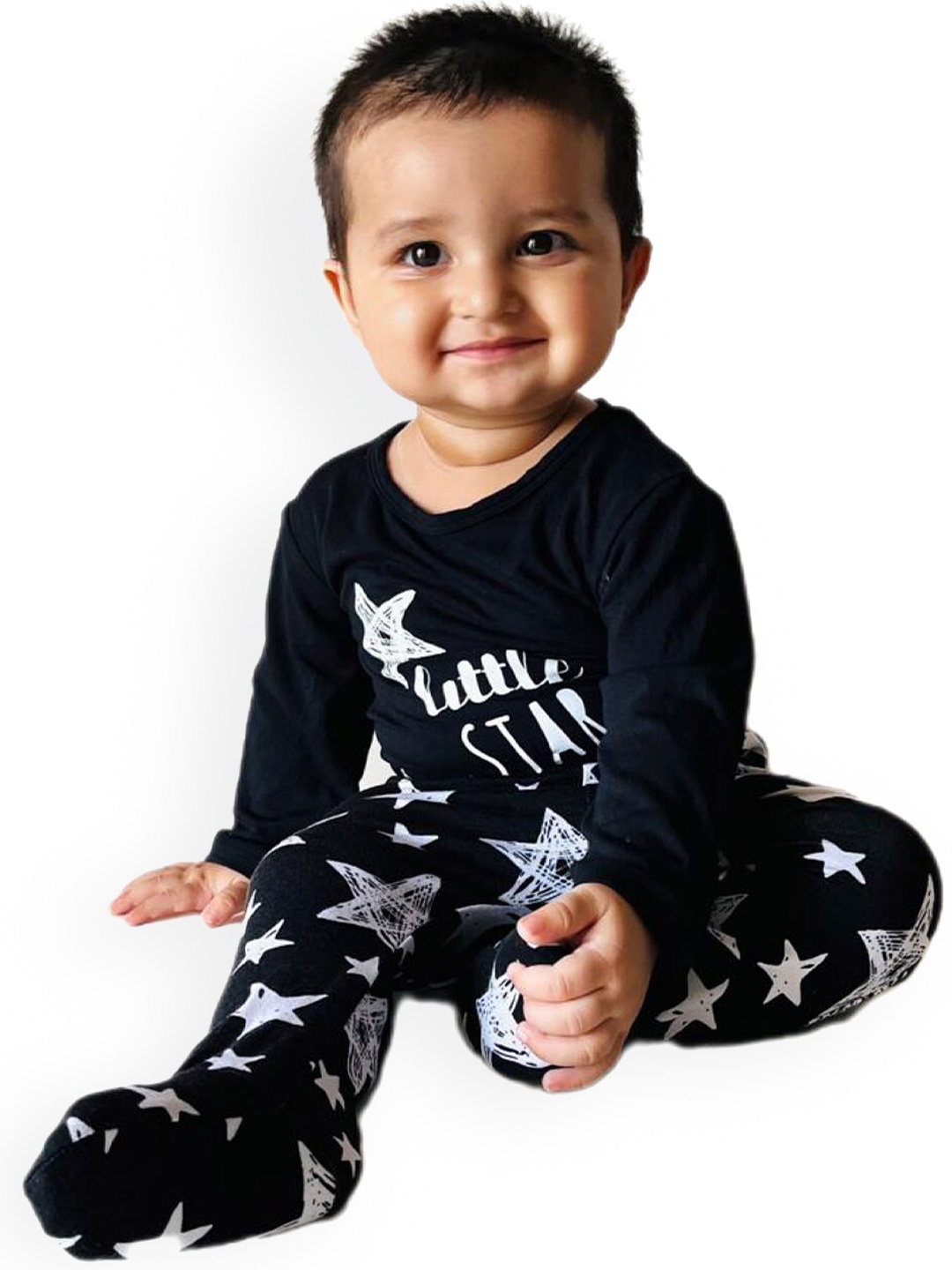 

Softsens Infants Star Printed Soft Tights, Black