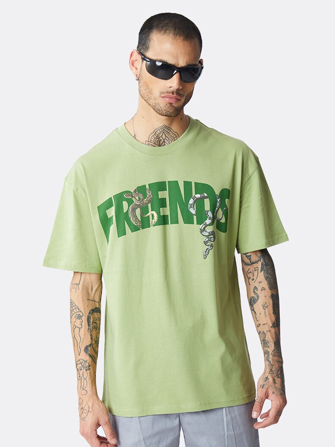 

Bonkers Corner Green Typography Printed Oversized T-shirt