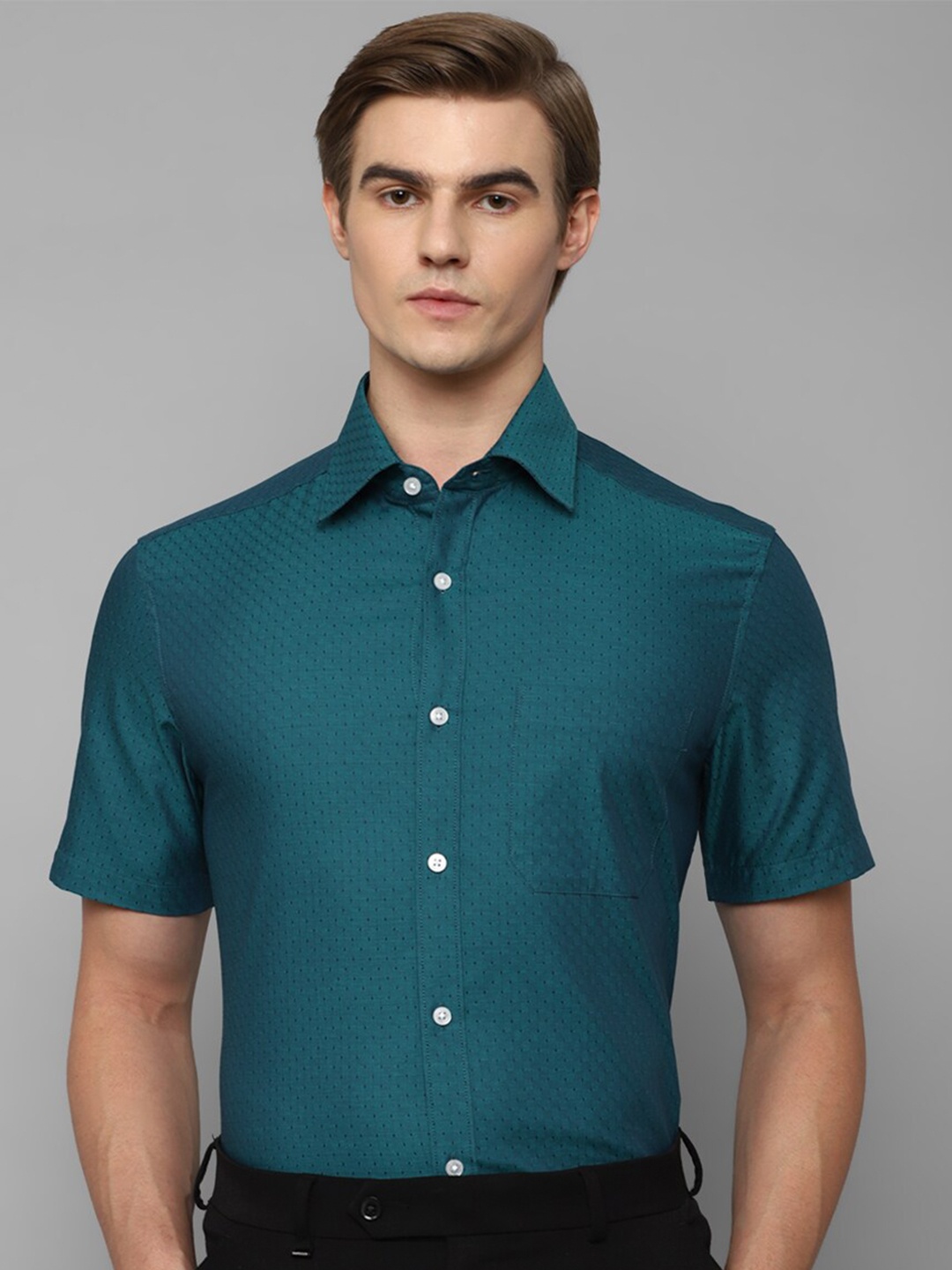 

Louis Philippe Micro Ditsy Printed Pure Cotton Formal Shirt, Blue