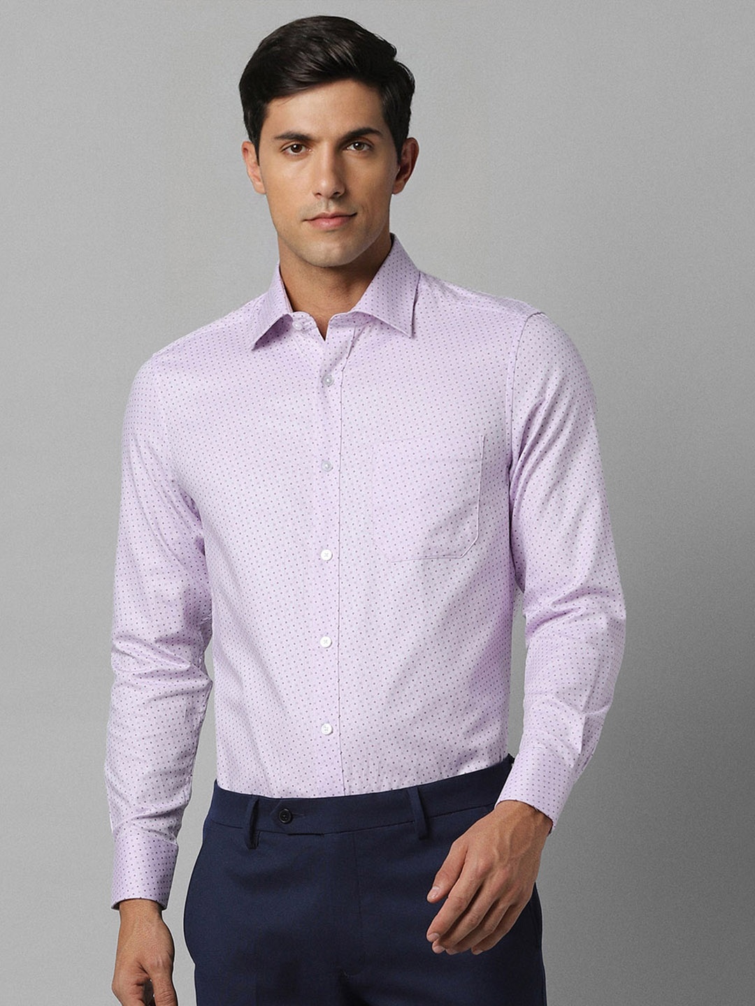 

Louis Philippe MIcro Ditsy Printed Pure Cotton Formal Shirt, Purple