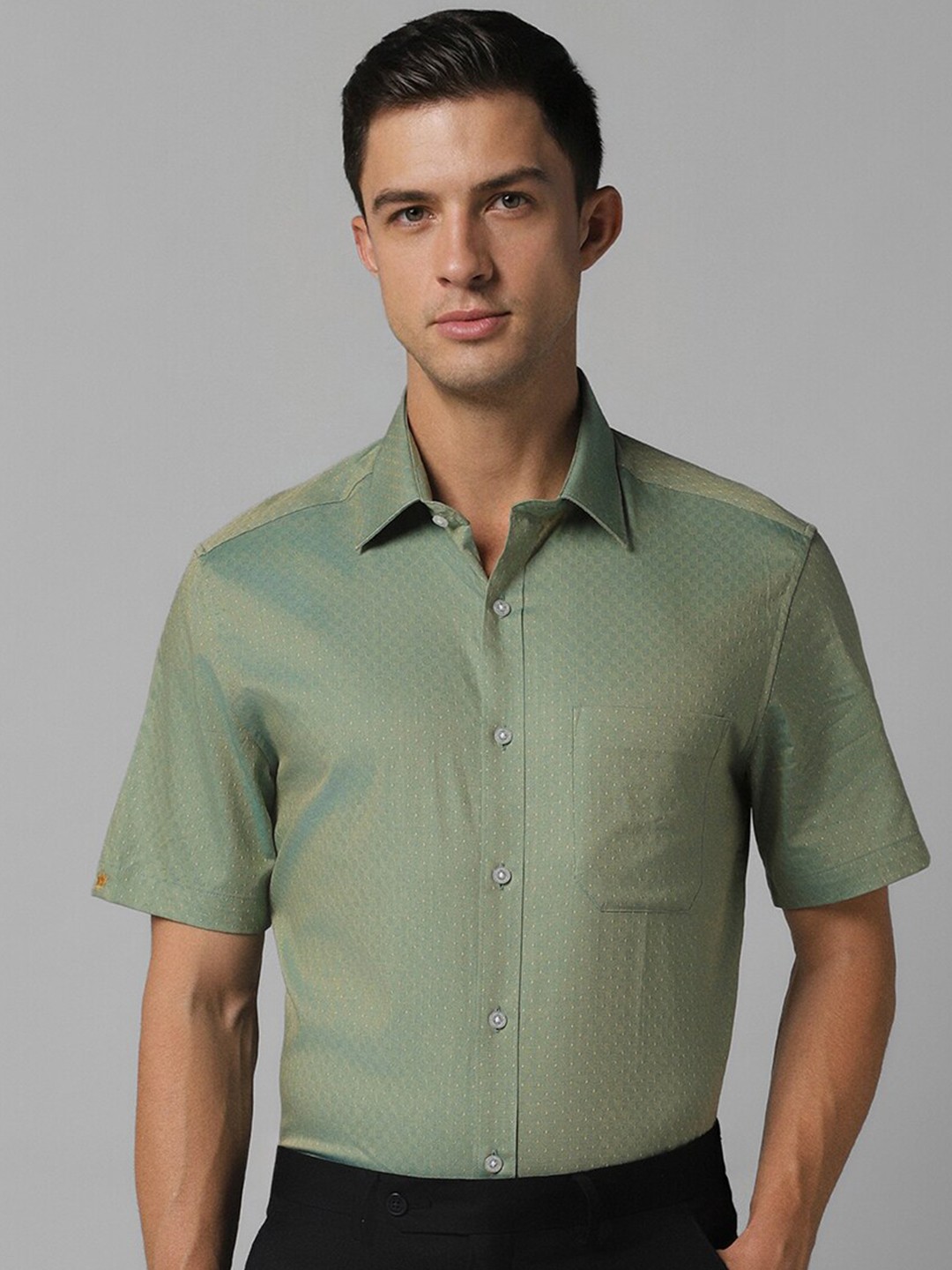 

Louis Philippe Textured Pure Cotton Formal Shirt, Green