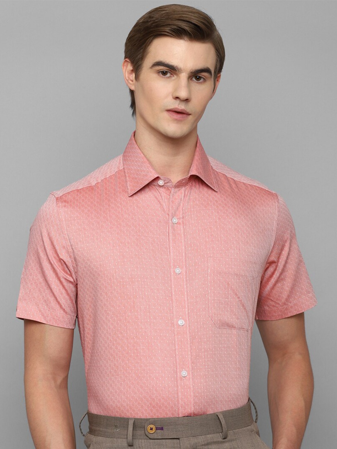 

Louis Philippe Self Design Pure Cotton Formal Shirt, Pink