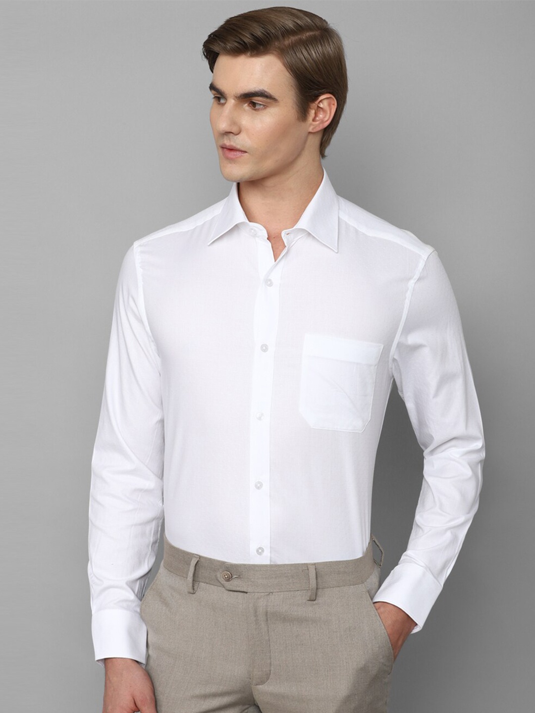 

Louis Philippe Spread Collar Pure Cotton Slim Fit Formal Shirt, White