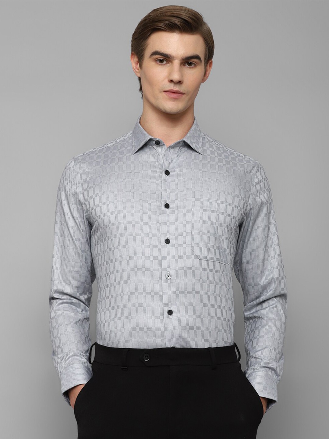 

Louis Philippe Slim Fit Geometric Printed Formal Shirt, Grey