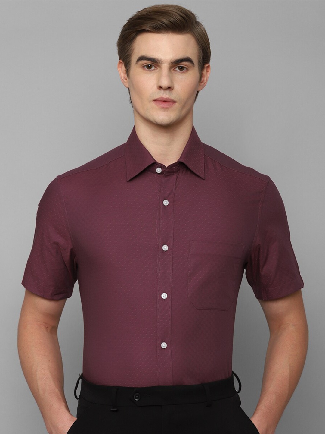 

Louis Philippe Textured Pure Cotton Formal Shirt, Maroon