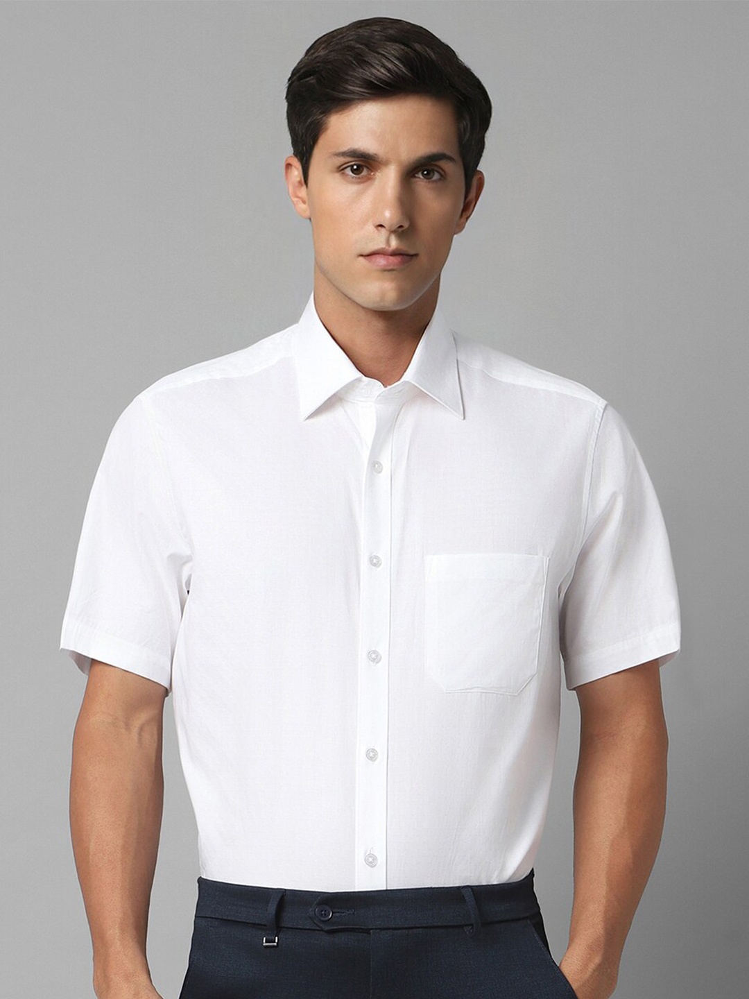 

Louis Philippe Spread Collar Pure Cotton Formal Shirt, White