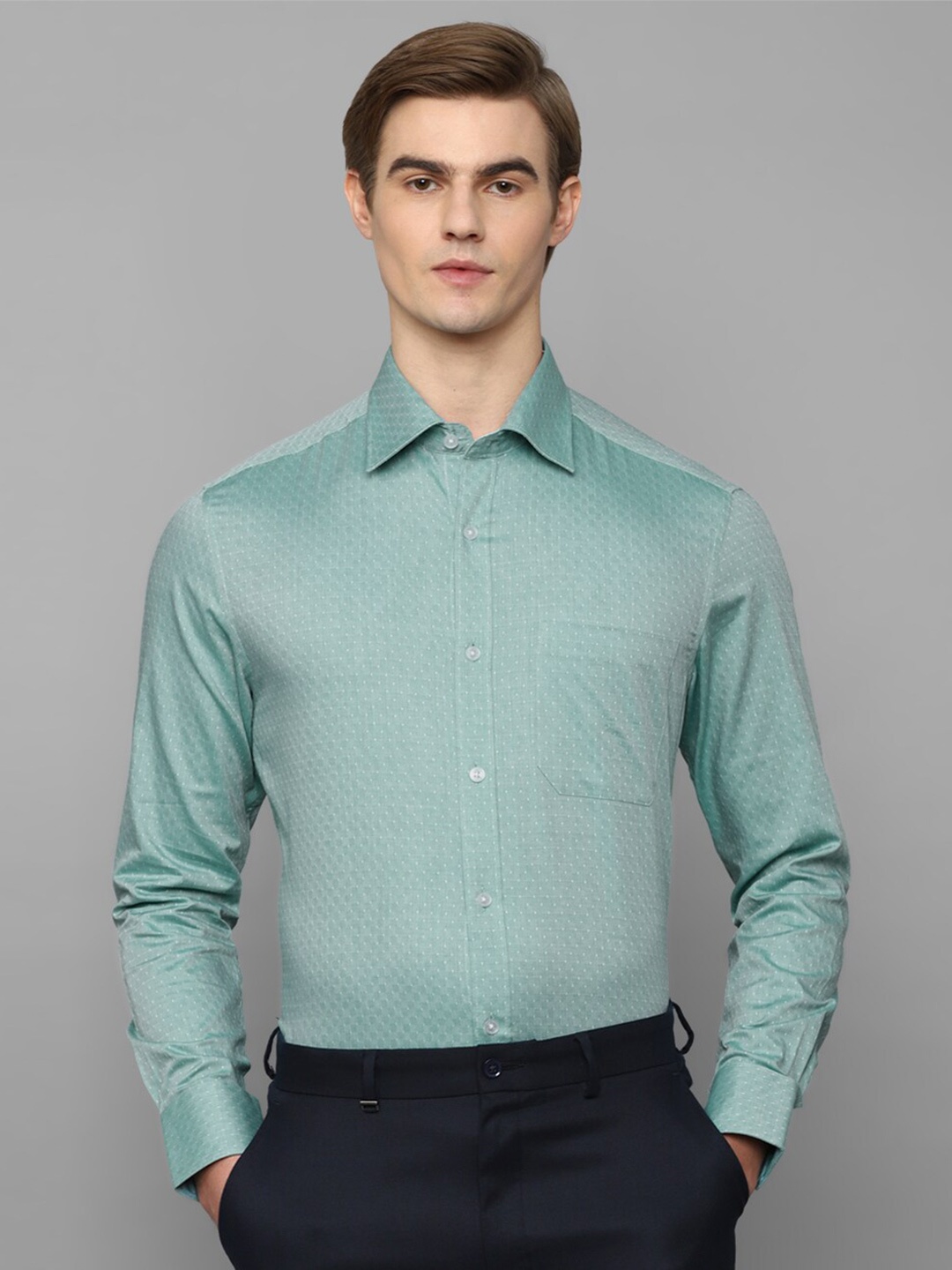

Louis Philippe Textured Pure Cotton Formal Shirt, Blue
