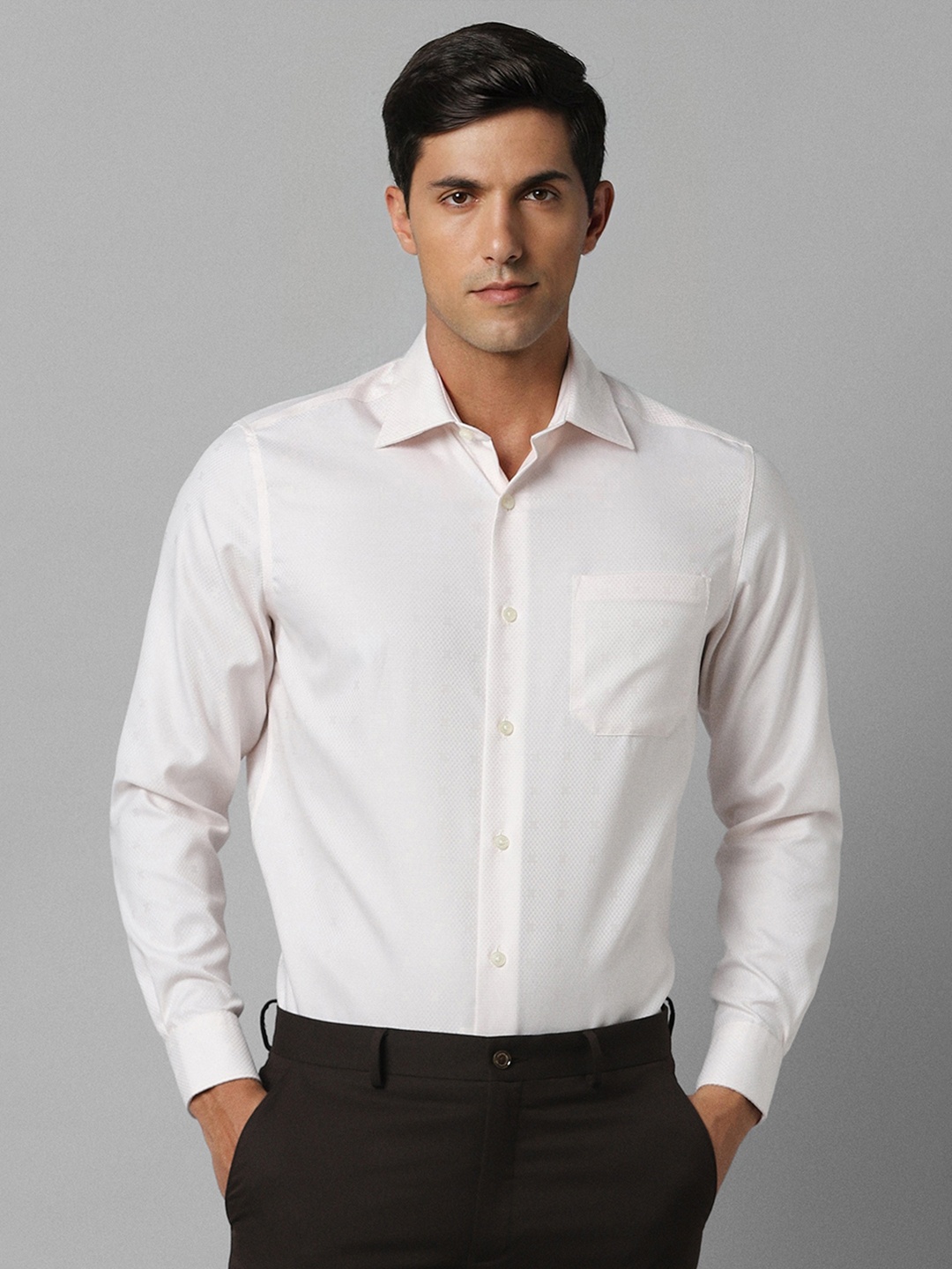 

Louis Philippe Permapress Spread Collar Cotton Wrinkle Free Formal Shirt, White