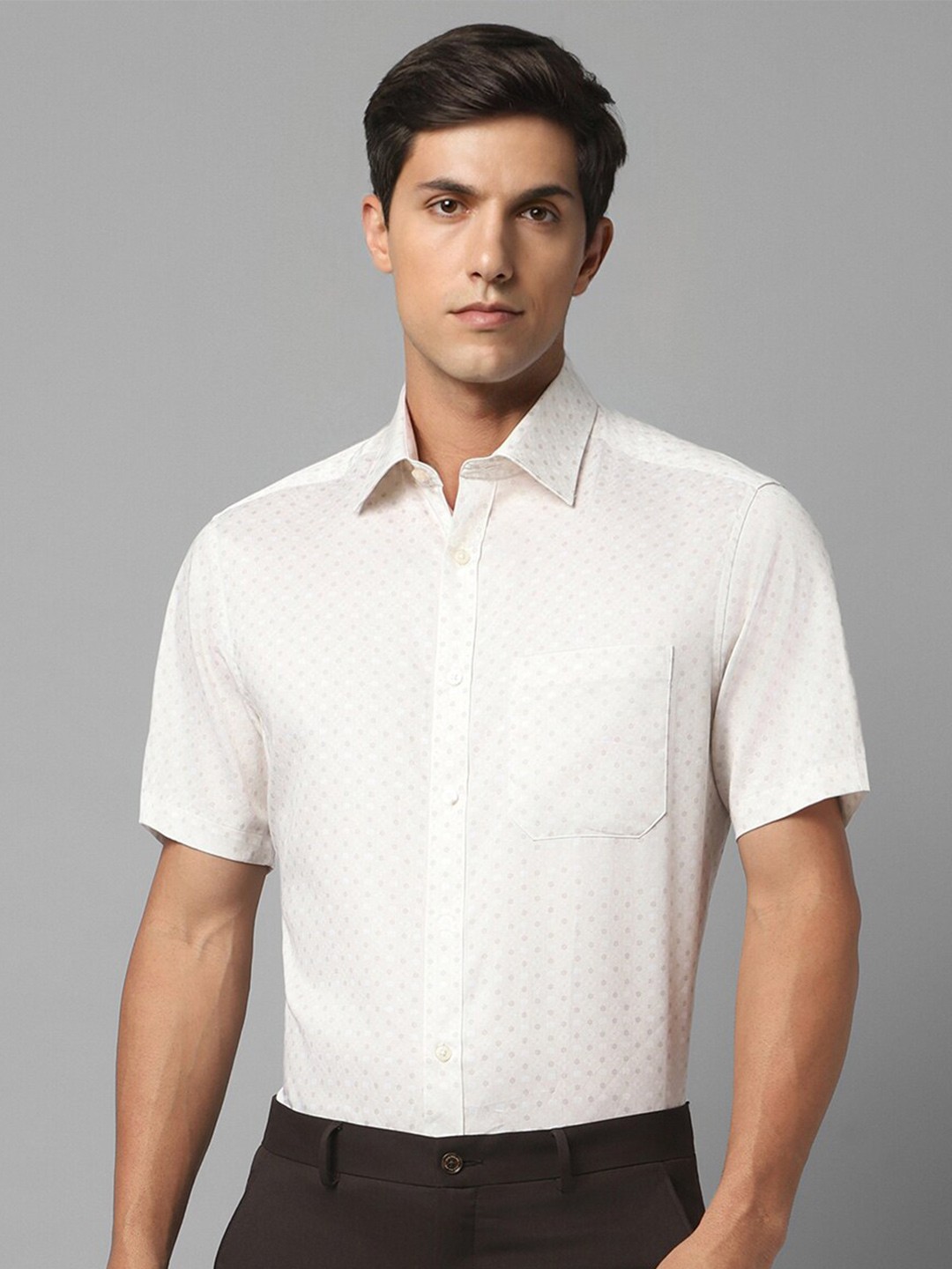 

Louis Philippe Floral Printed Pure Cotton Formal Shirt, White