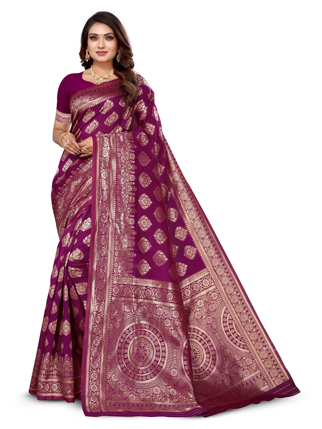 

Varanga Woven Design Banarasi Saree, Violet