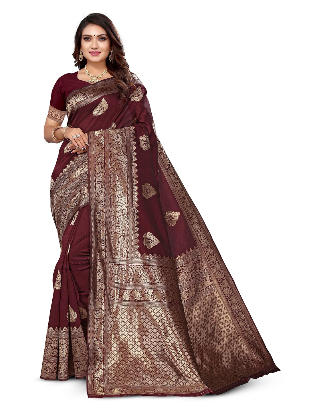 

Varanga Woven Design Banarasi Saree, Brown