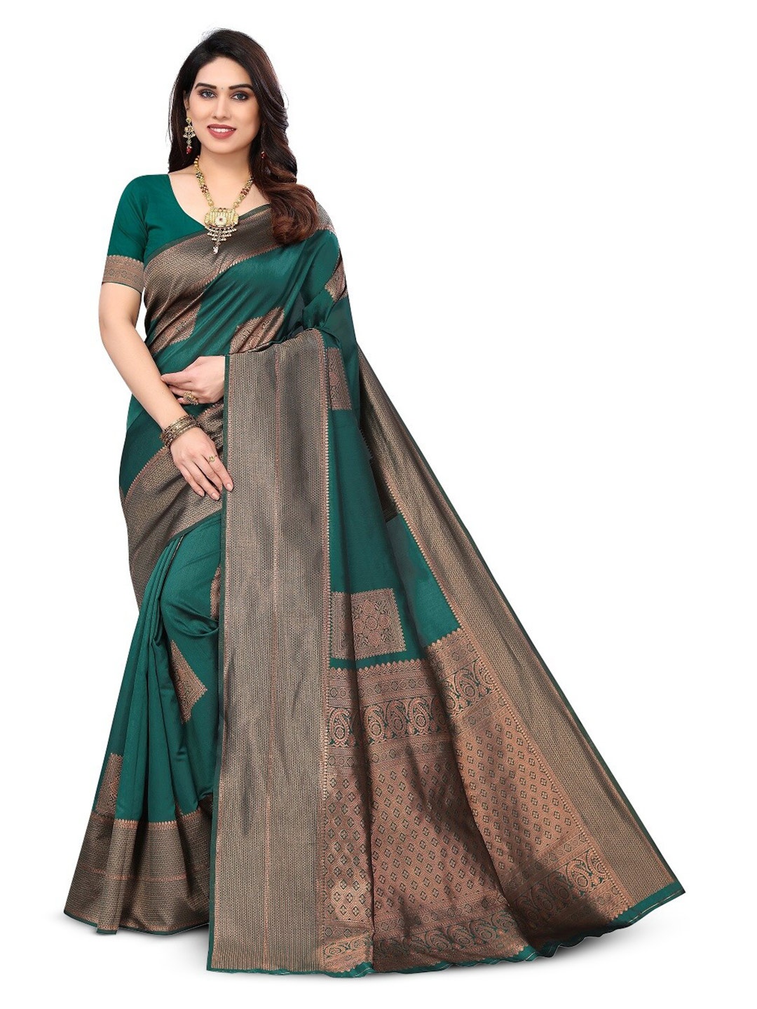 

Varanga Woven Design Banarasi Saree, Teal