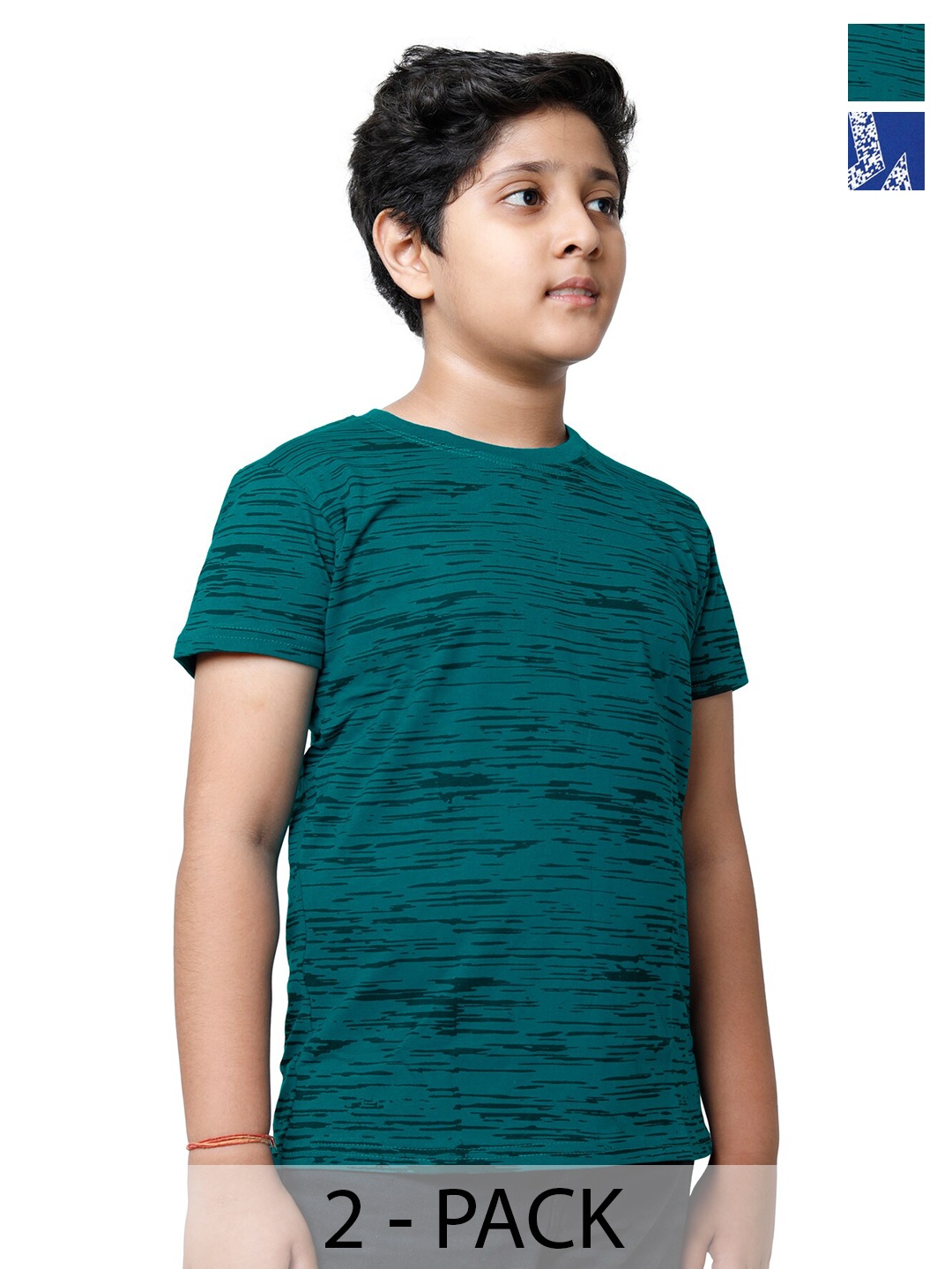 

BAESD Boys Pack of 2 Printed Round Neck Pure Cotton T-shirts, Green