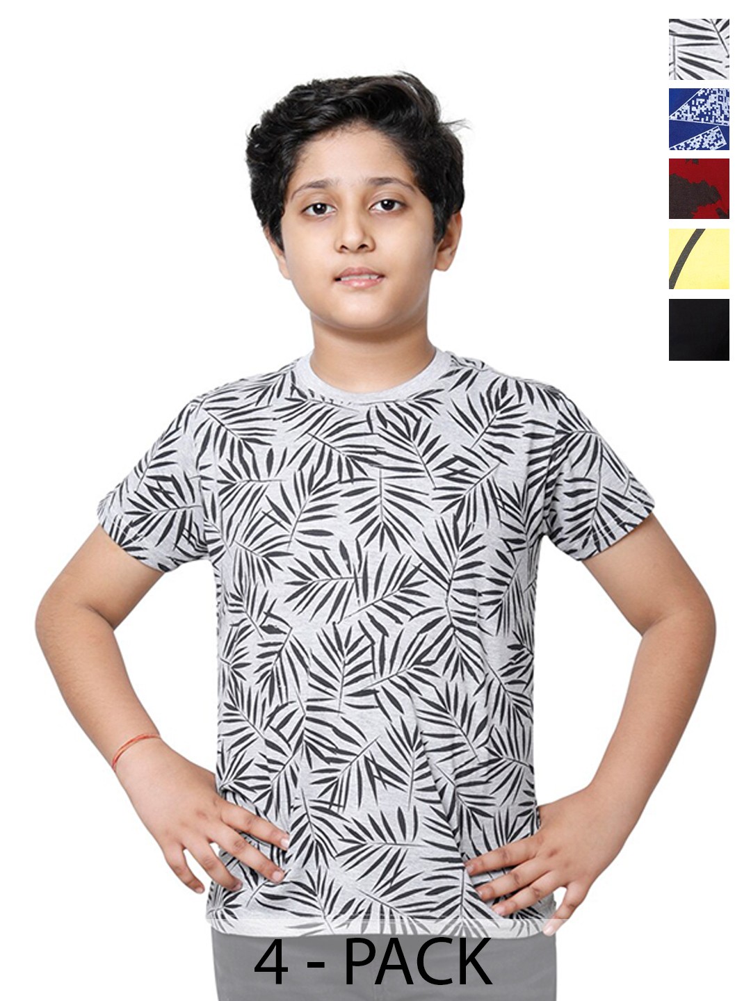

BAESD Boys Pack of 4 Printed Round Neck Pure Cotton T-shirts, White