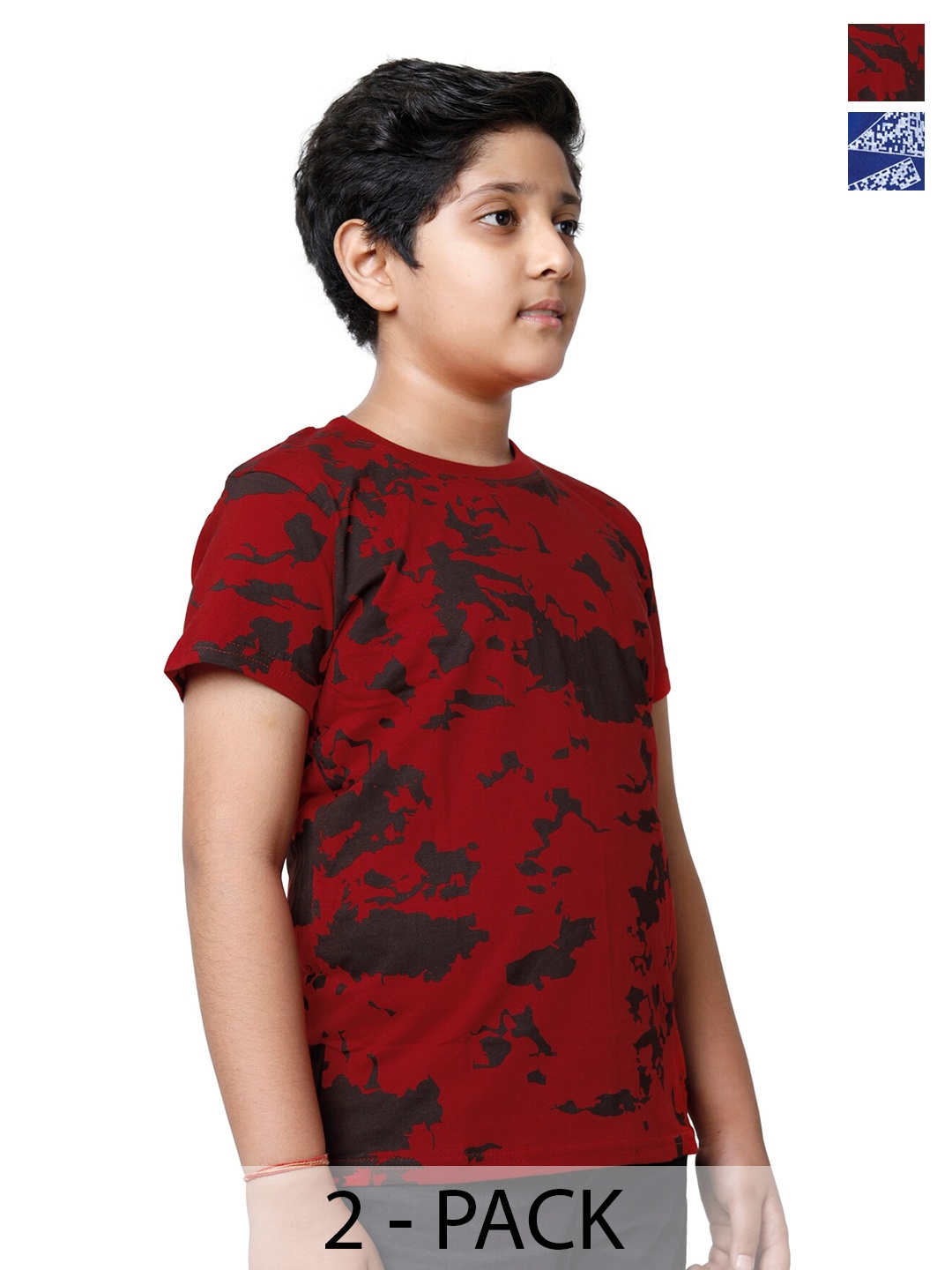 

BAESD Boys Pack of 2 Printed Round Neck Pure Cotton T-shirts, Red