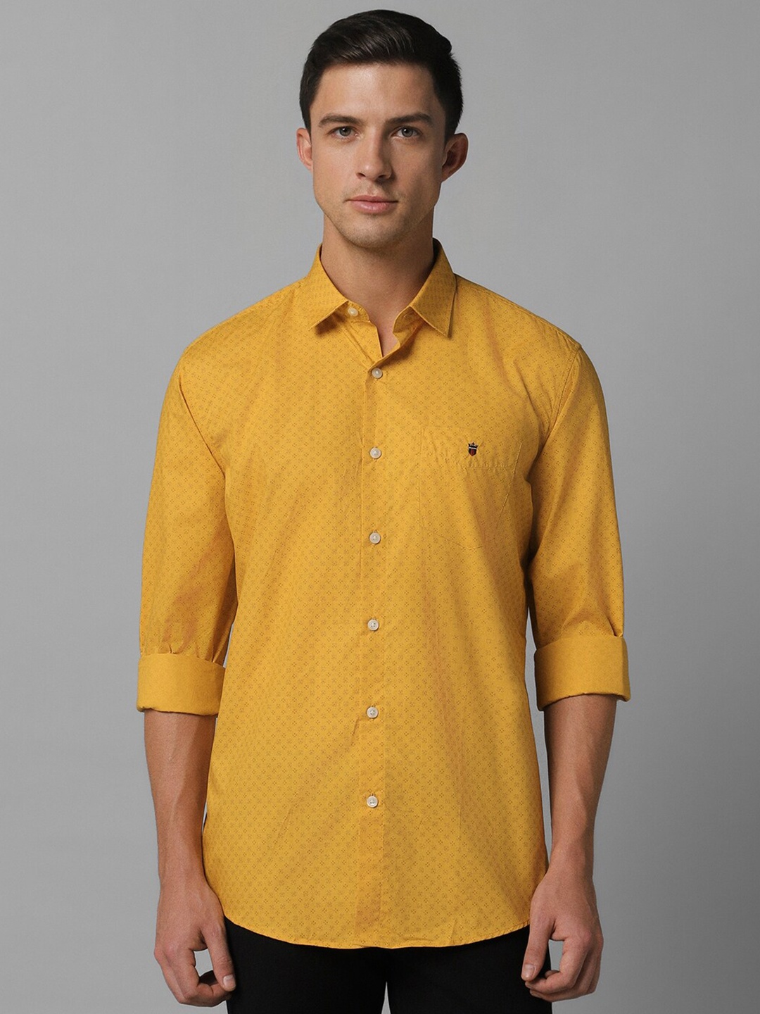 

Louis Philippe Sport Slim Fit Micro Ditsy Printed Pure Cotton Casual Shirt, Yellow