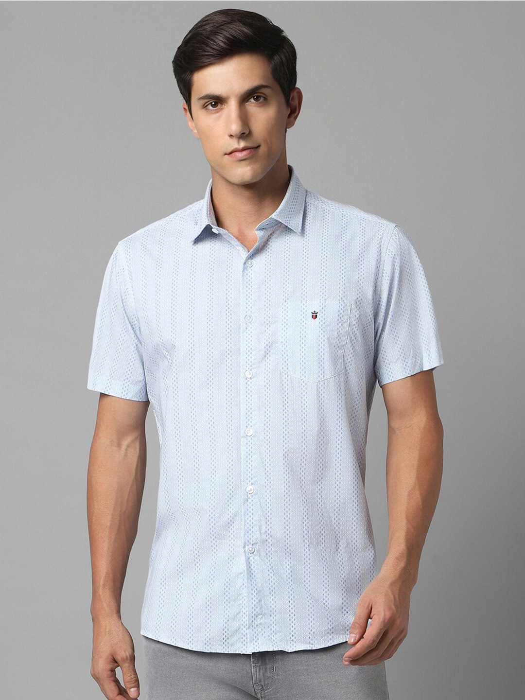 

Louis Philippe Sport Slim Fit Micro Ditsy Printed Pure Cotton Casual Shirt, Blue