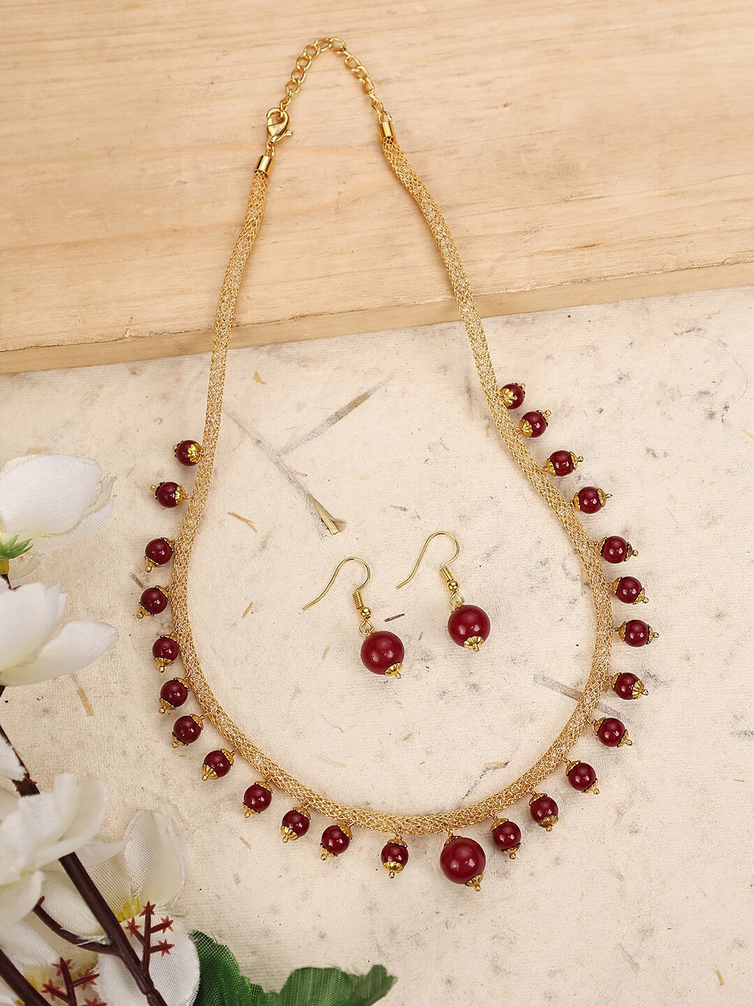 

Bhana Fashion Gold-Plated Pearls & American Diamond-Studded Jewellery Set
