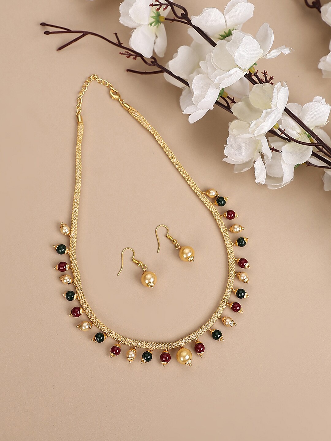 

Bhana Fashion Gold Plated Pearl Beaded Jewellery Set