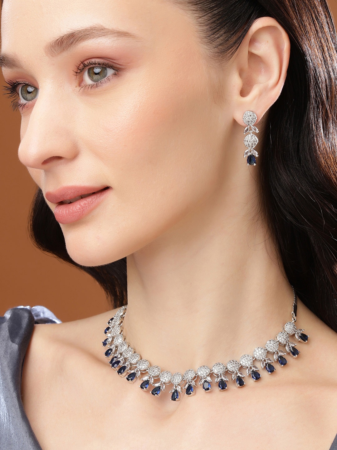 

Estele Silver-Plated CZ-Studded Jewellery Set
