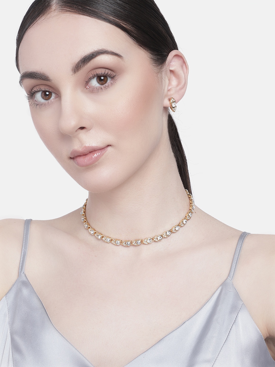 Estele Gold Plated Beautiful Necklace Set with Crystals