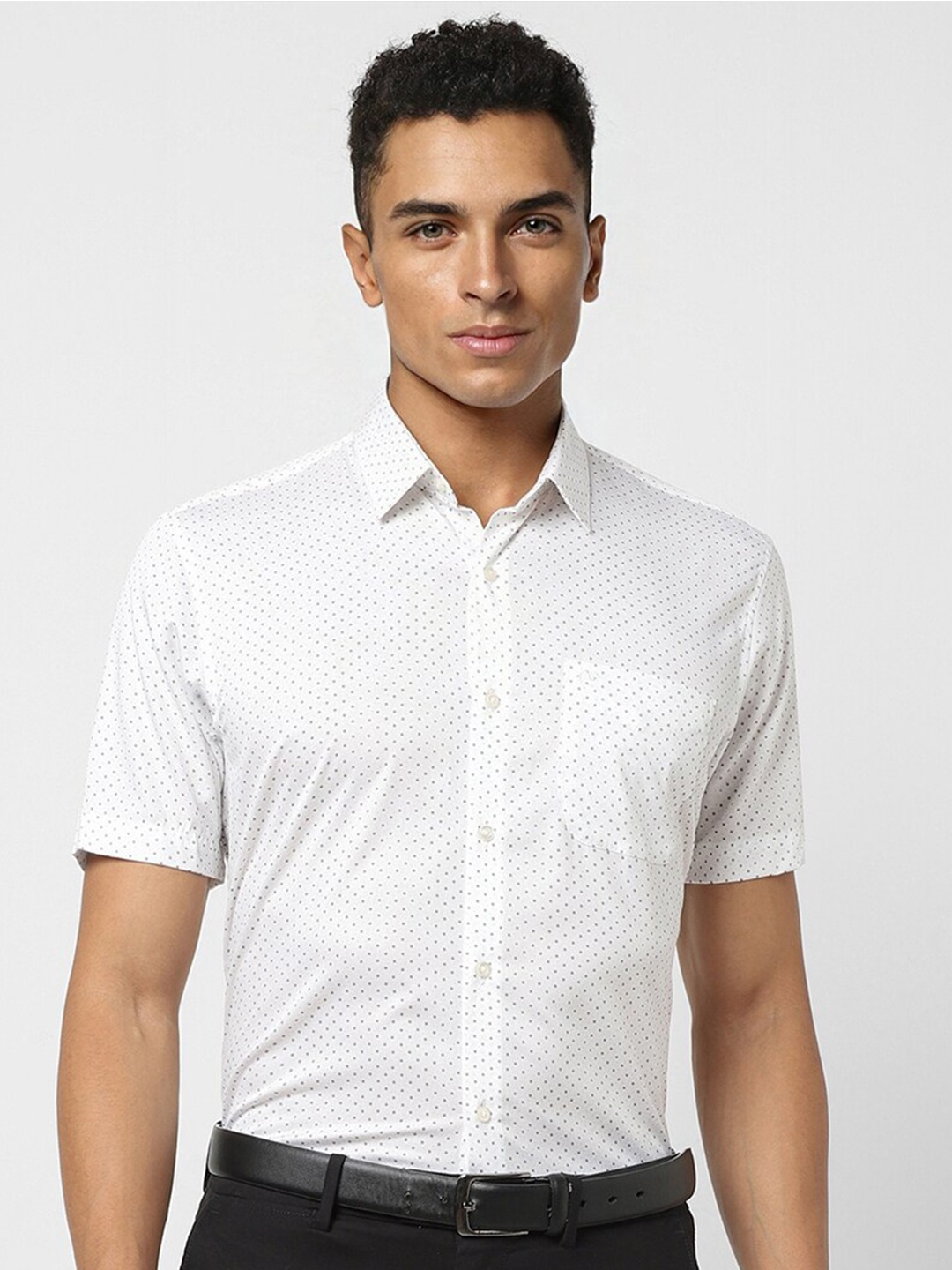 

Peter England Micro Disty Printed Pure Cotton Formal Shirt, White