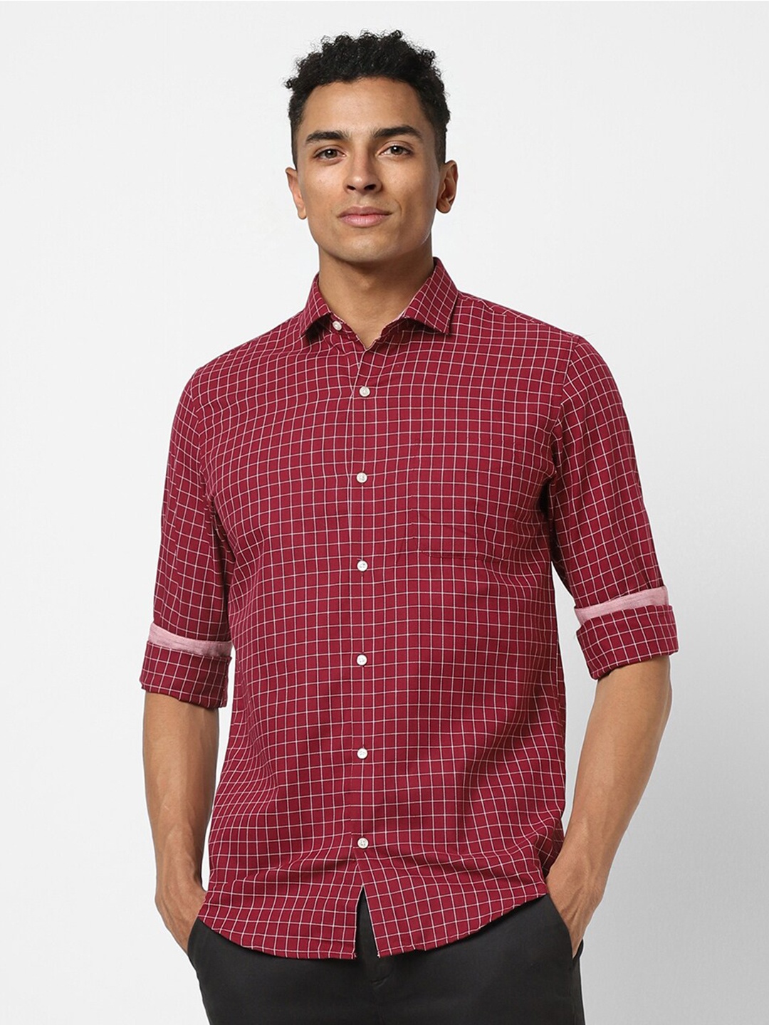 

Peter England Slim Fit Tartan Checked Casual Shirt, Maroon