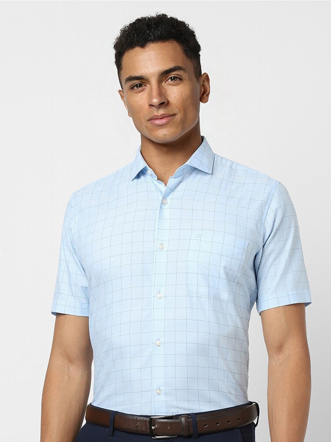 

Peter England Windowpane Checked Formal Shirt, Blue