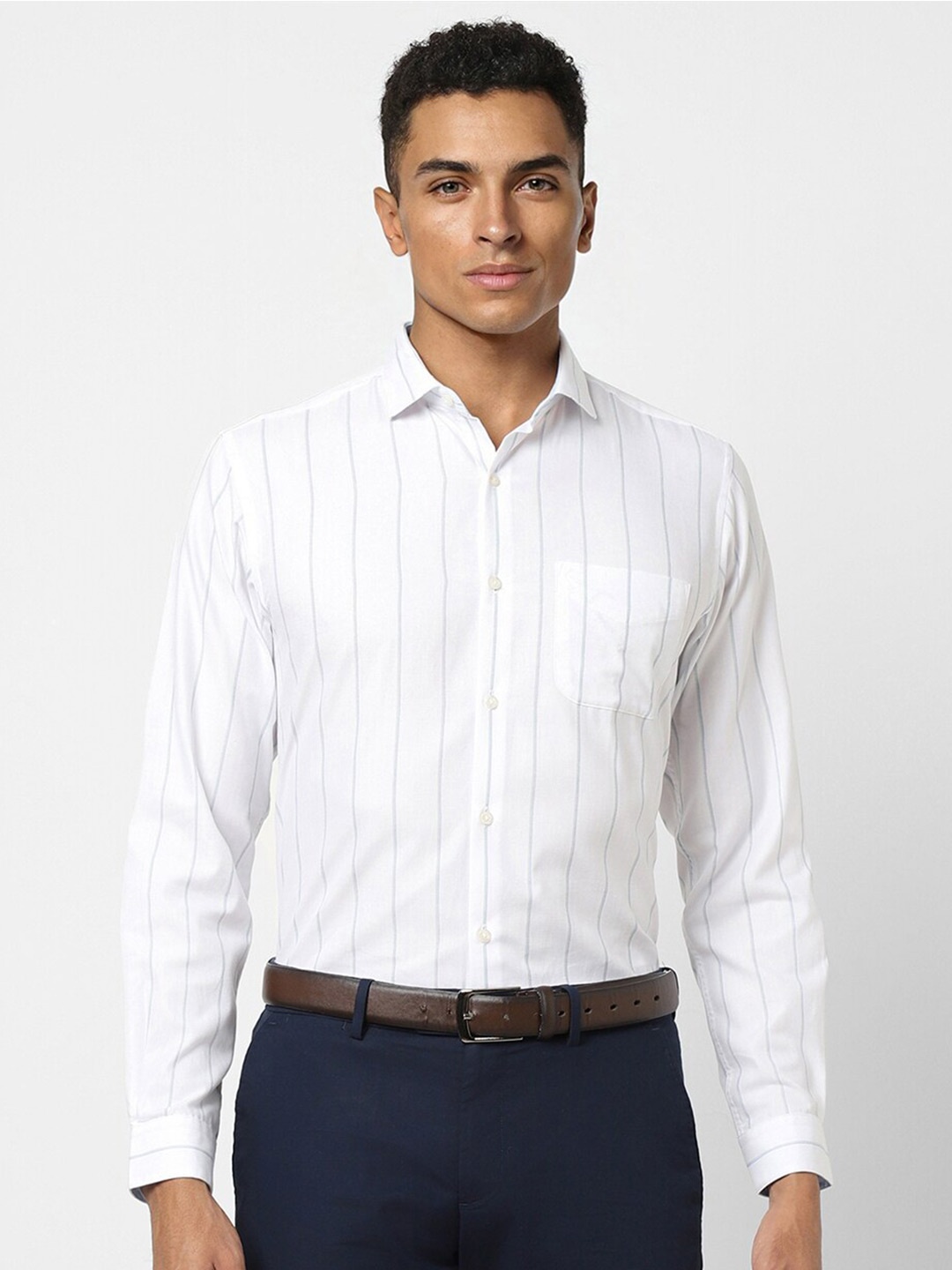 

Peter England Slim Fit Vertical Striped Formal Shirt, White