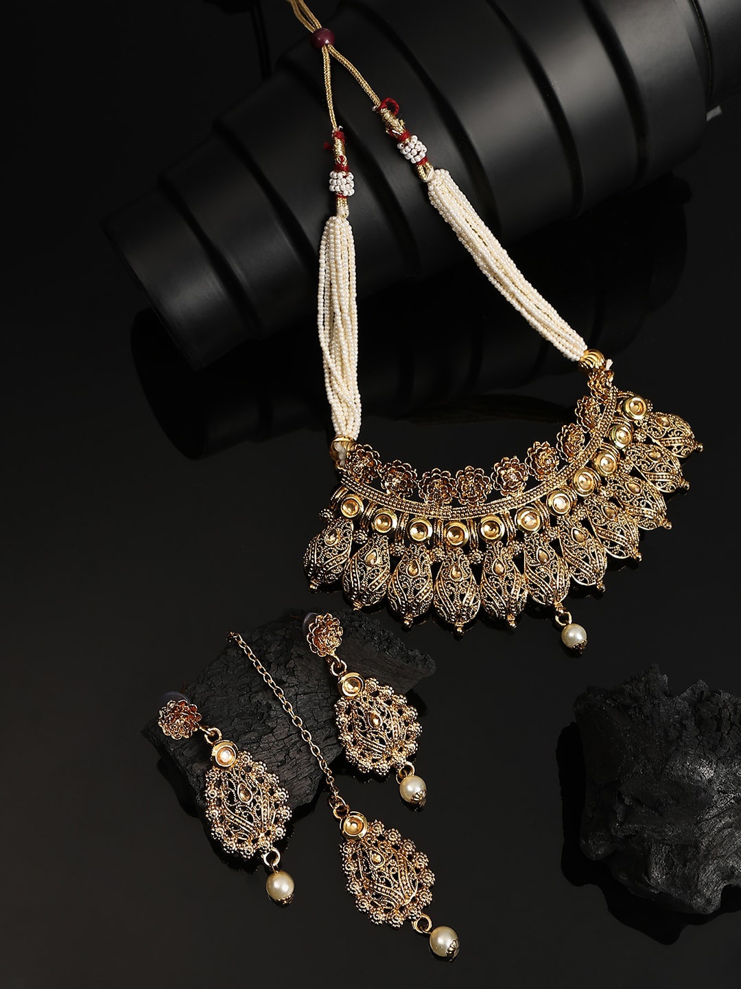 

ANIKAS CREATION Gold Plated CZ Studded Jewellery Set