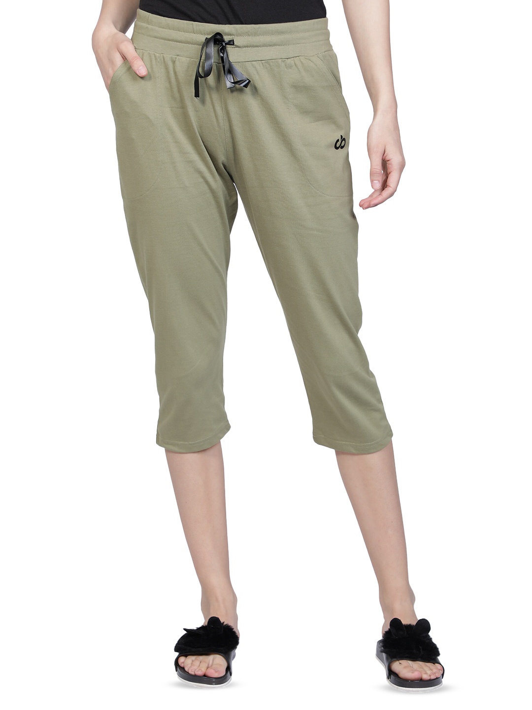 

CLUB A9 Mid Rise Cotton Capris, Olive