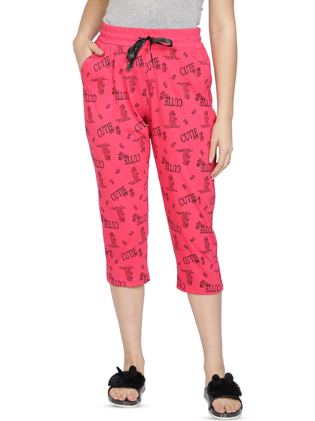 

CLUB A9 Printed Cotton Capris, Pink