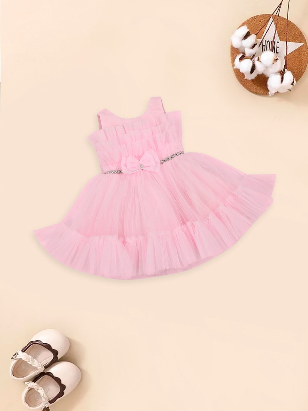 

MeeMee Girls Sleeveless Ruffles Fit & Flare Dress, Pink