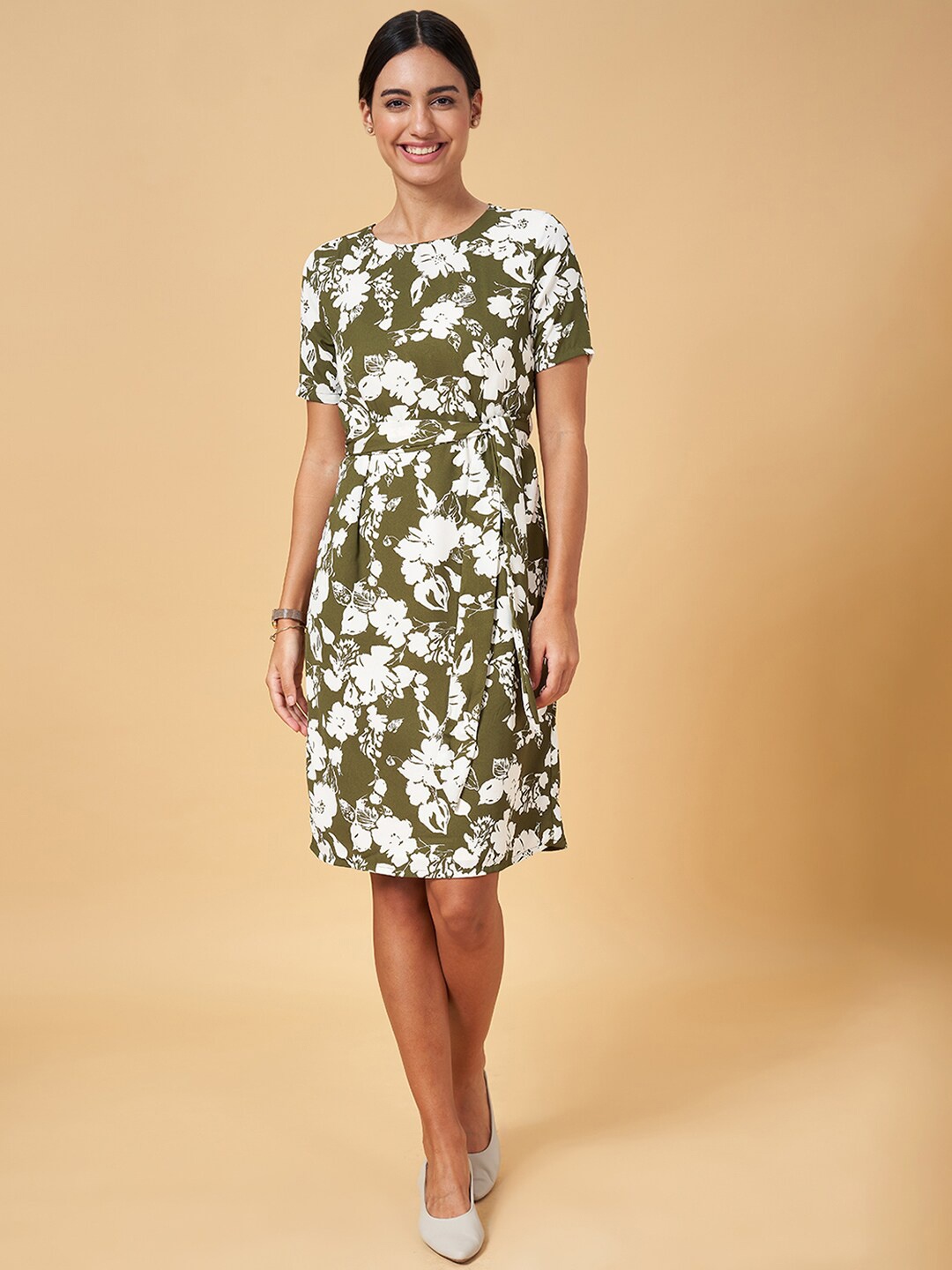 

Annabelle by Pantaloons Floral Print Formal A-Line Dress, Olive