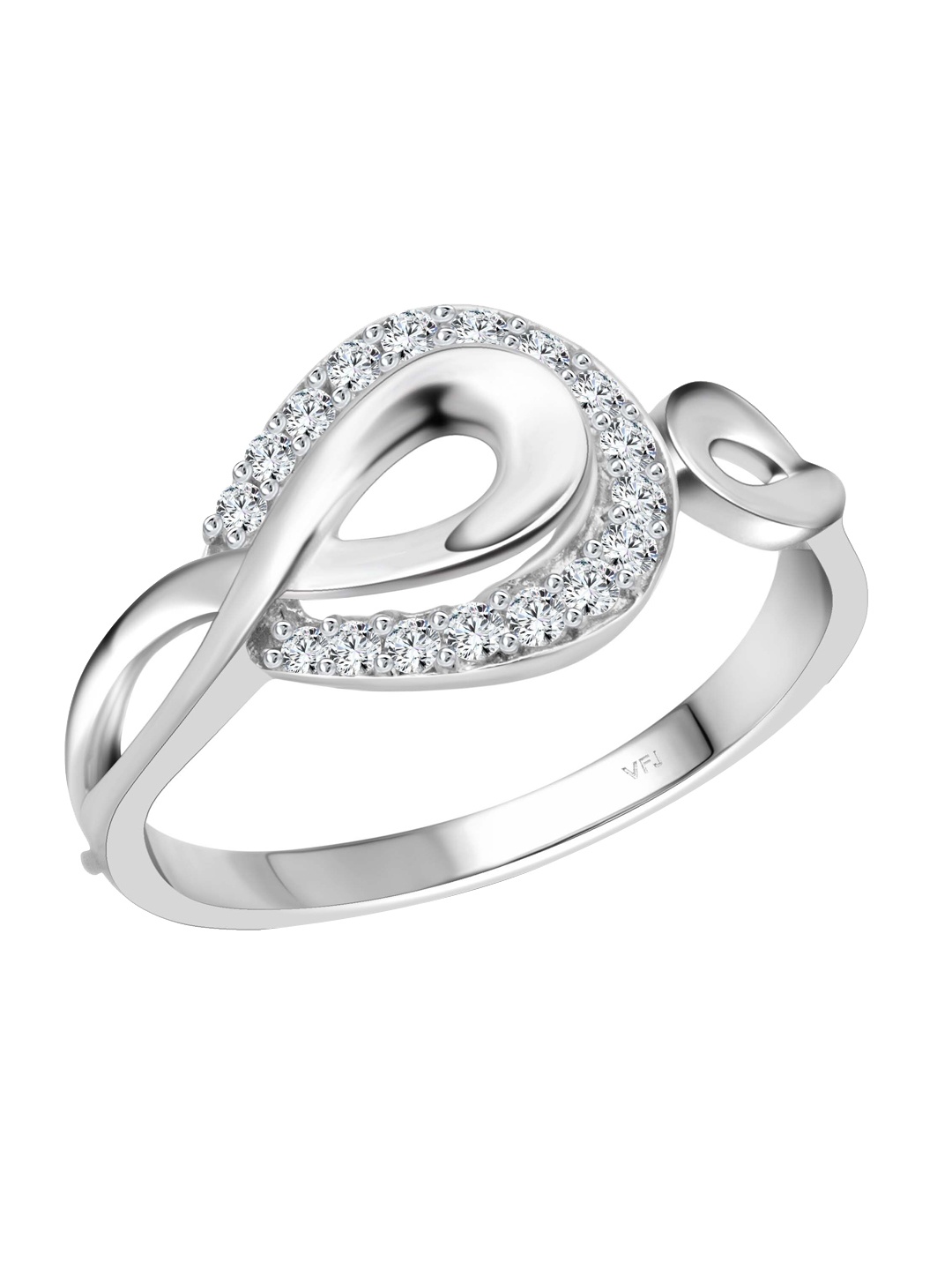

Vighnaharta Rhodium-Plated Cubic Zirconia-studded Finger Ring, Silver