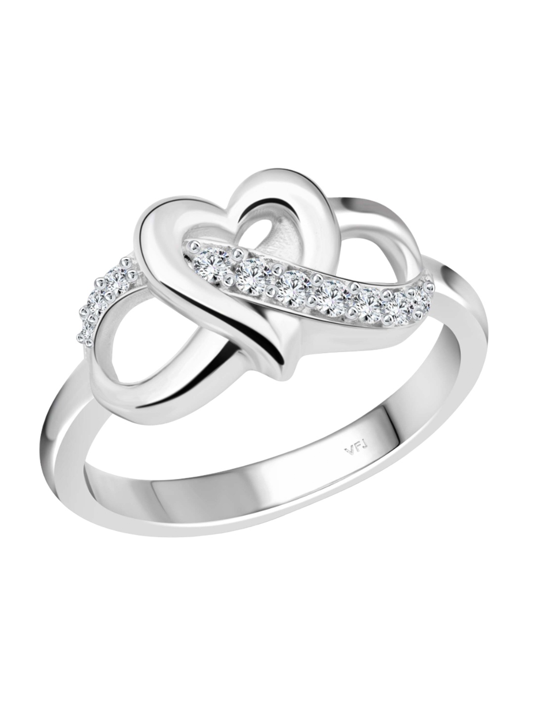 

Vighnaharta Rhodium-Plated Cubic Zirconia-Studded Finger Ring, Silver