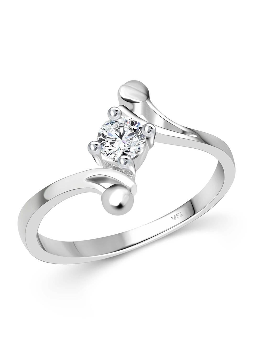 

Vighnaharta Rhodium-Plated Cubic Zirconia-Studded Finger Ring, Silver