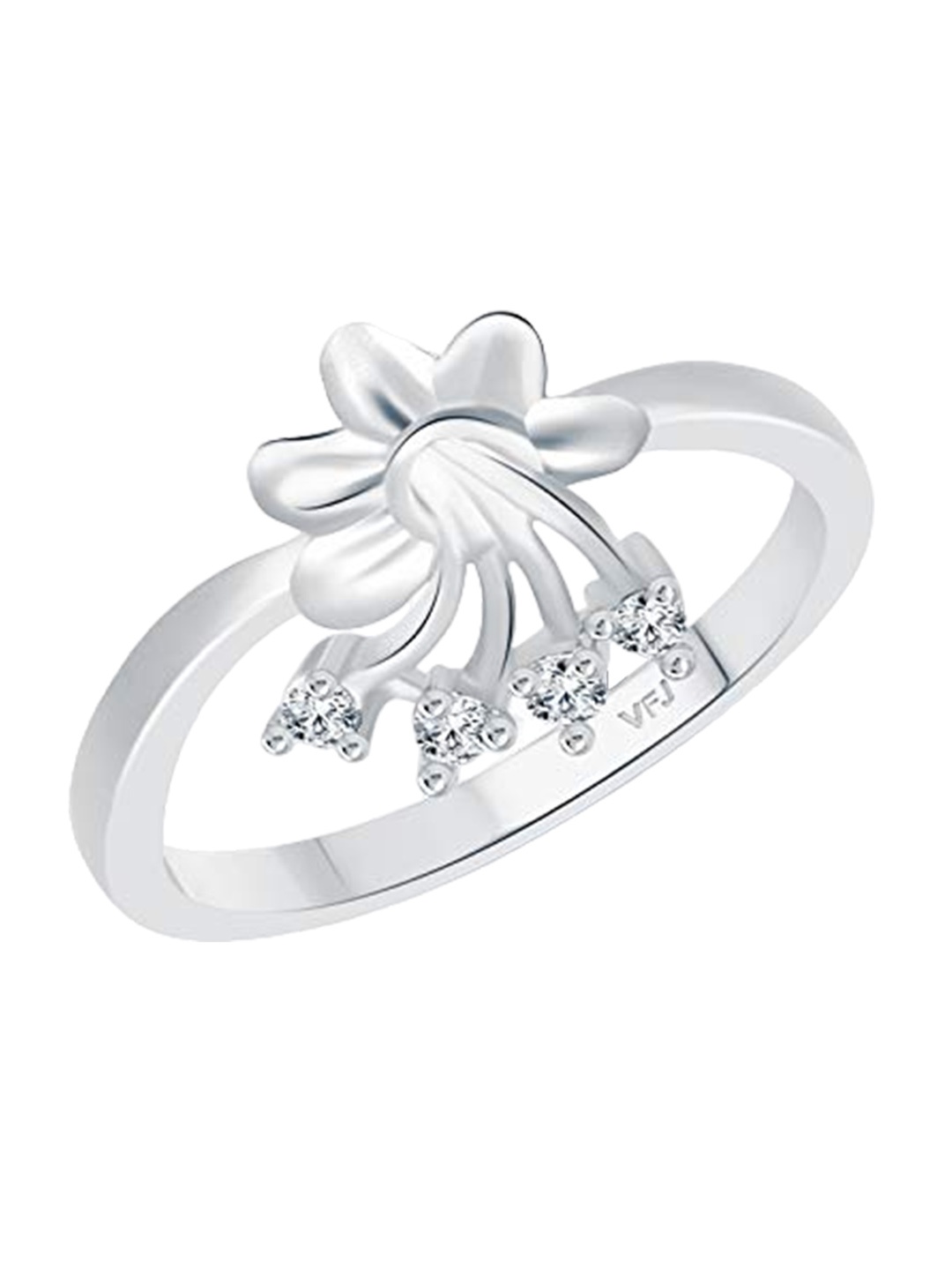 

Vighnaharta Rhodium-Plated Cubic Zirconia-studded Finger Ring, Silver