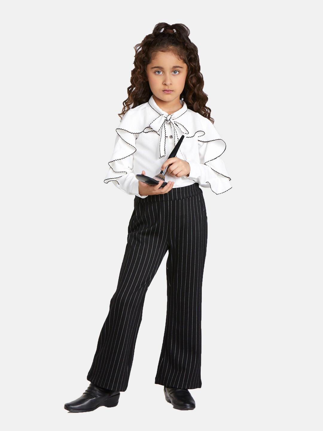 

Peppermint Girls Tie Up Neck Top With Trousers, White