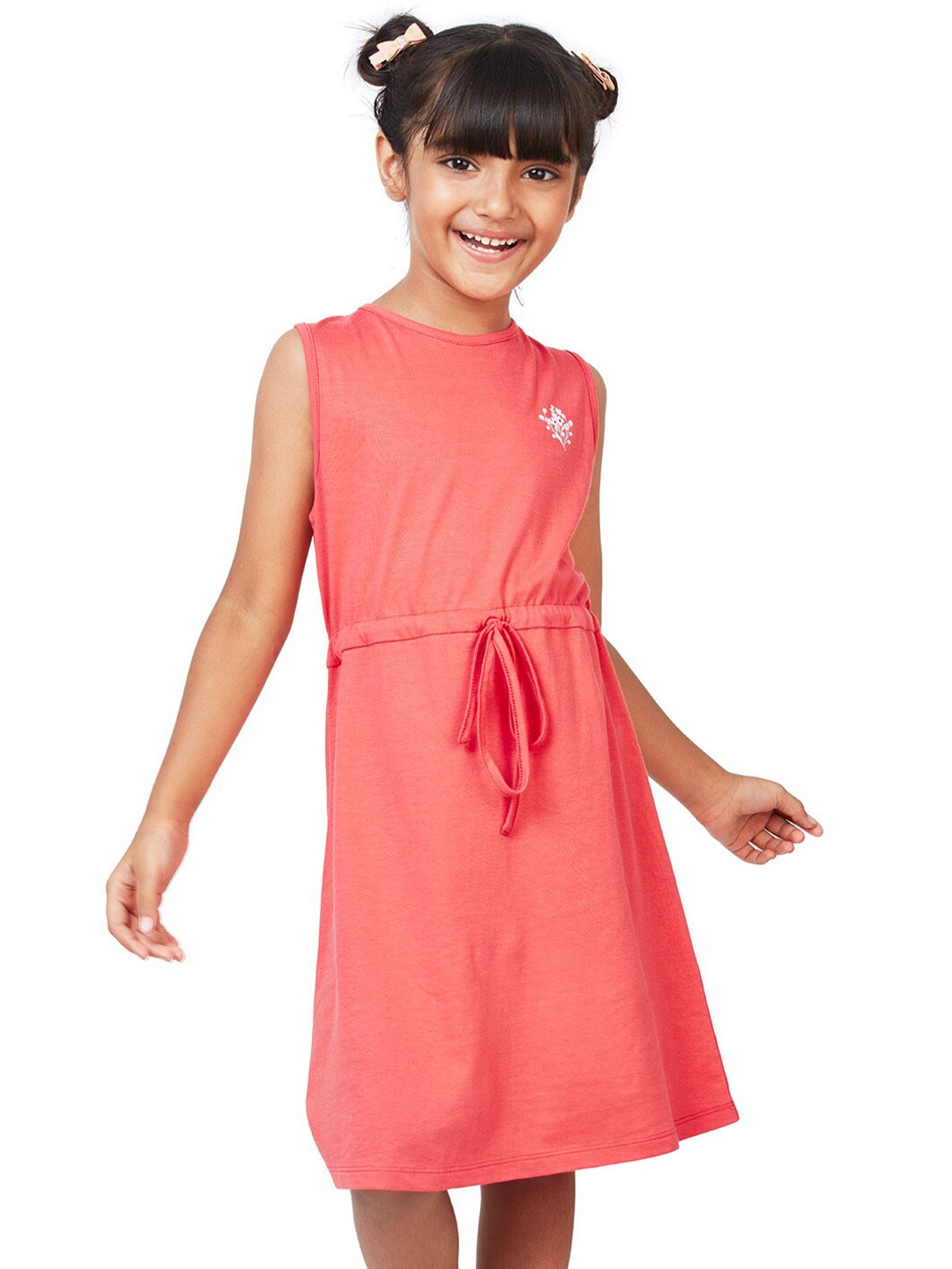 

My Milestones Tie-Ups Sleeveless Cotton A-Line Dress, Coral