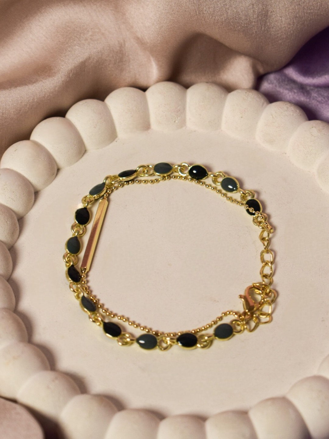 

SALTY Gold-Plated Dual Layer Gemstone Elegance Bracelet
