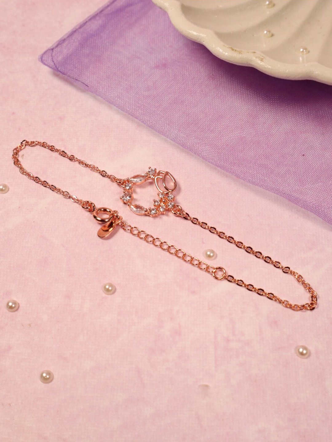 

SALTY Women Rose Gold Plated Stone Studded Link Bracelet