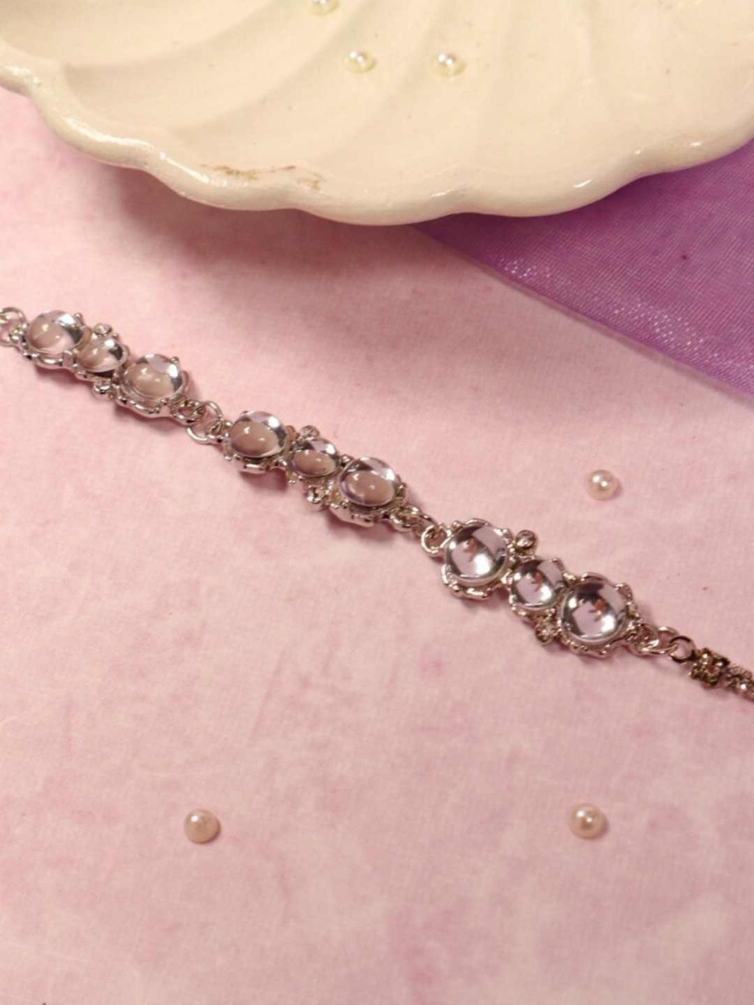 

SALTY Artificial Stones Link Bracelet, Silver
