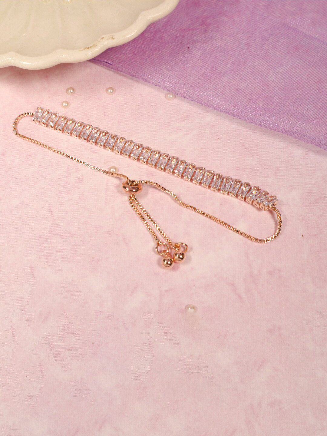 

SALTY Women Rose Gold Plated Stone Studded Link Bracelet