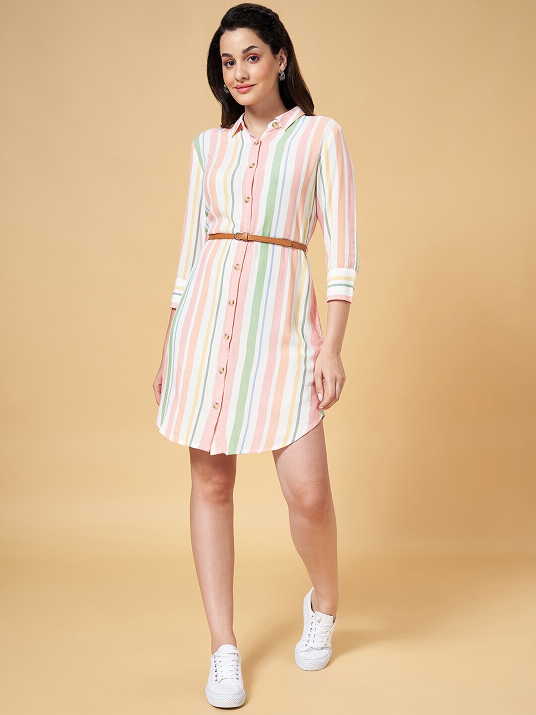 

Honey by Pantaloons Striped Shirt Dress, Pink