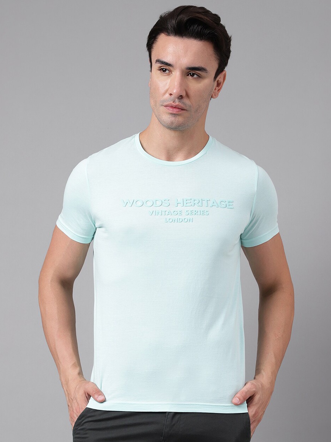 Woods Typography Printed Pure Cotton T-shirt, Green